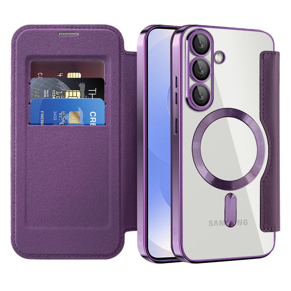 Techsuit Samsung Galaxy S25 Plus - Θήκη Βιβλίο με MagSafe με Υποδοχές Καρτών και RFID Προστασία - SmartMag Book Case - Purple