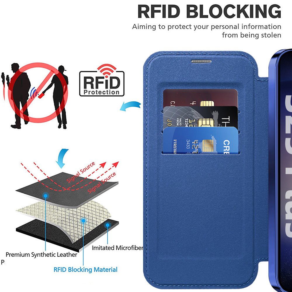Techsuit Samsung Galaxy S25 - Θήκη Βιβλίο με MagSafe με Υποδοχές Καρτών και RFID Προστασία - SmartMag Book Case - Blue
