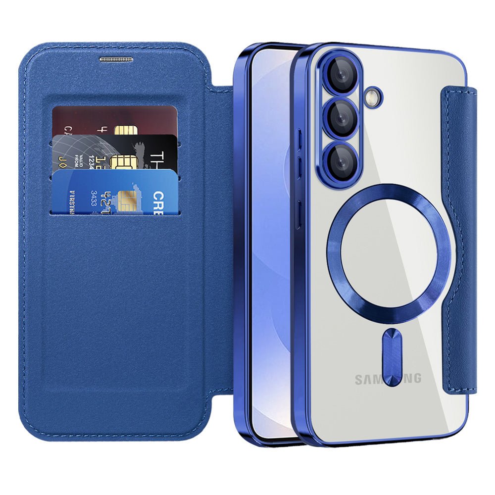 Techsuit Samsung Galaxy S25 - Θήκη Βιβλίο με MagSafe με Υποδοχές Καρτών και RFID Προστασία - SmartMag Book Case - Blue