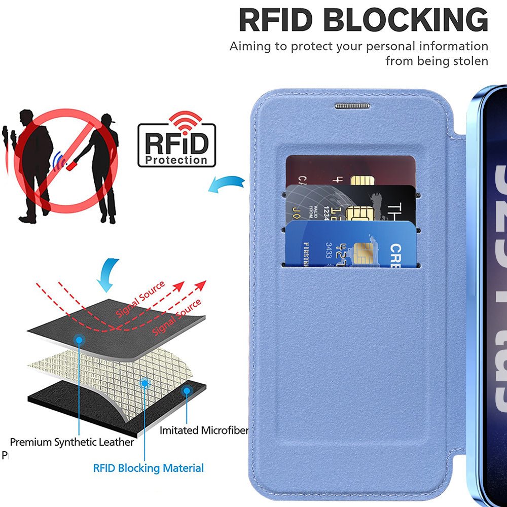Techsuit Samsung Galaxy S25 - Θήκη Βιβλίο με MagSafe με Υποδοχές Καρτών και RFID Προστασία - SmartMag Book Case - Light Blue