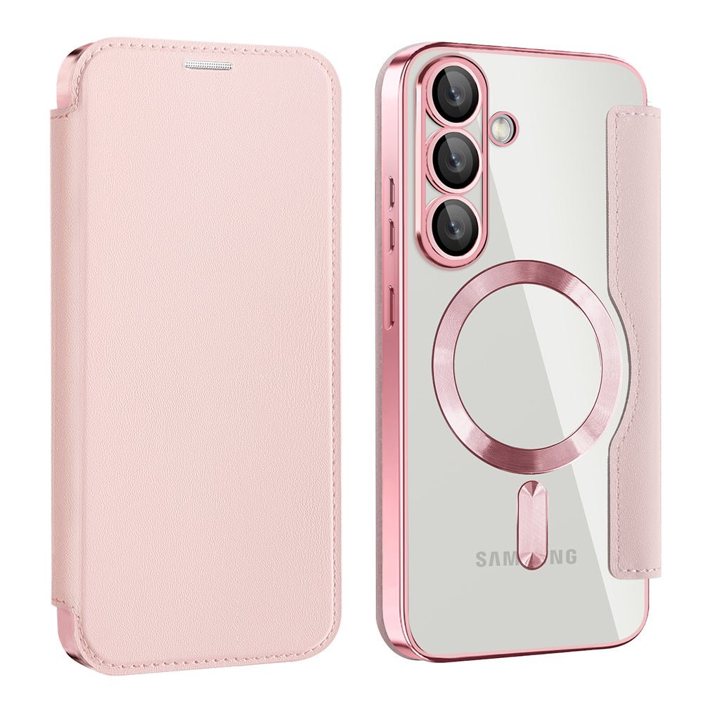 Techsuit Samsung Galaxy S25 - Θήκη Βιβλίο με MagSafe με Υποδοχές Καρτών και RFID Προστασία - SmartMag Book Case - Pink