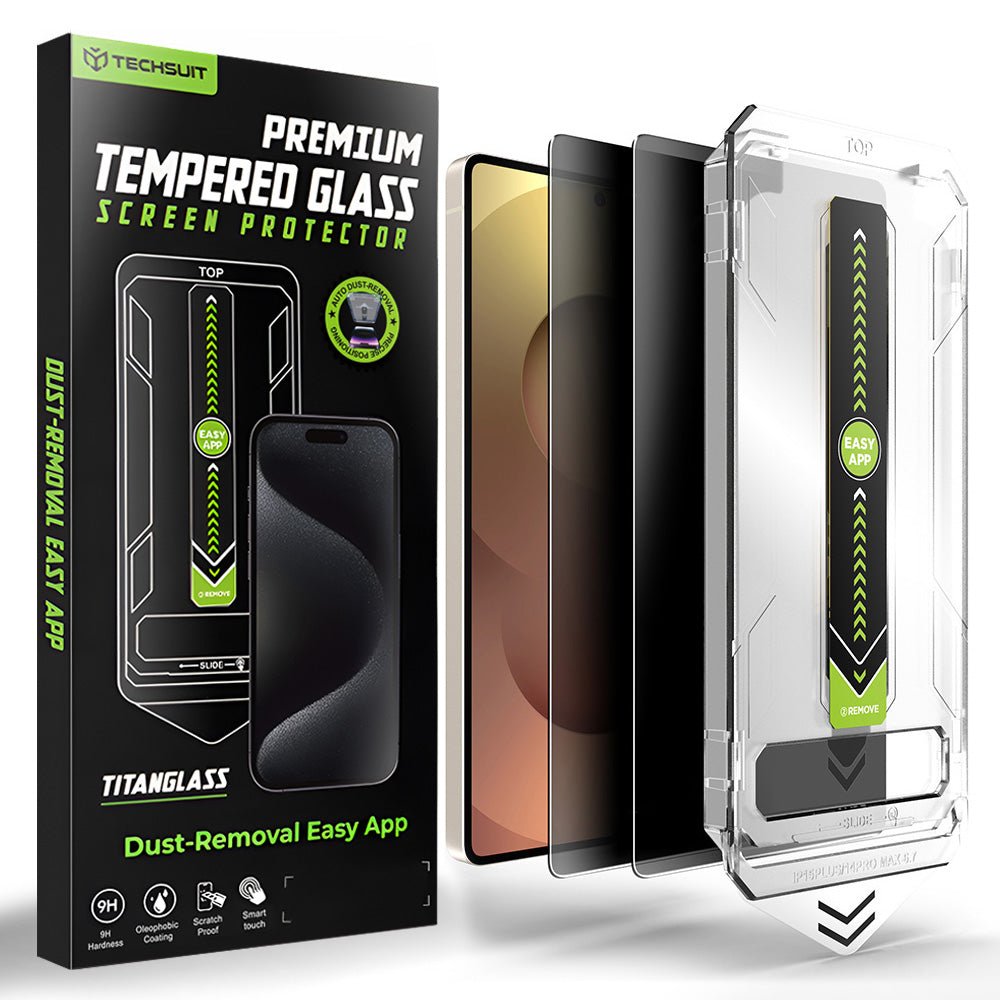 Techsuit Samsung Galaxy S25 Ultra - Σετ με 2 Αντιχαρακτικά Γυαλιά Οθόνης - TitanGlass CrystalHD - Privacy
