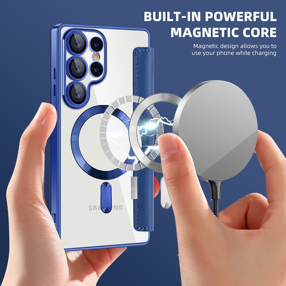 Techsuit Samsung Galaxy S25 Ultra - Θήκη Βιβλίο με MagSafe με Υποδοχές Καρτών και RFID Προστασία - SmartMag Book Case - Blue
