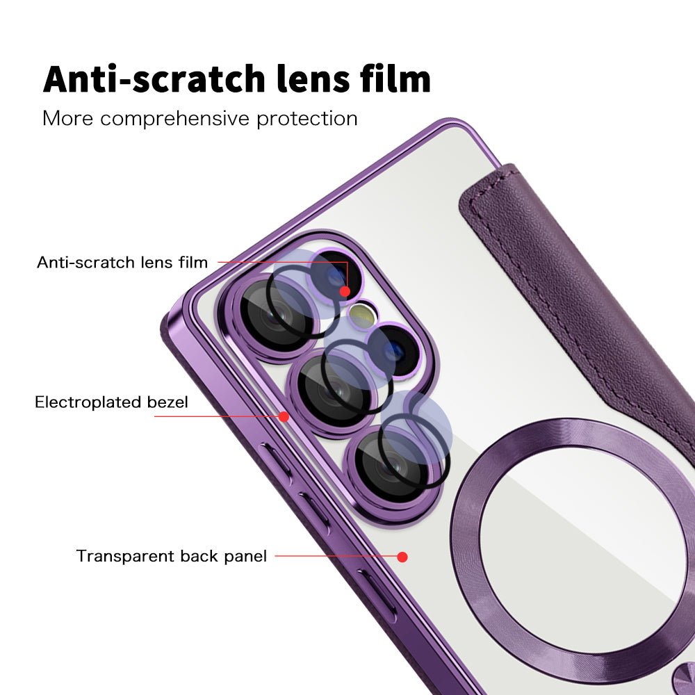 Techsuit Samsung Galaxy S25 Ultra - Θήκη Βιβλίο με MagSafe με Υποδοχές Καρτών και RFID Προστασία - SmartMag Book Case - Purple