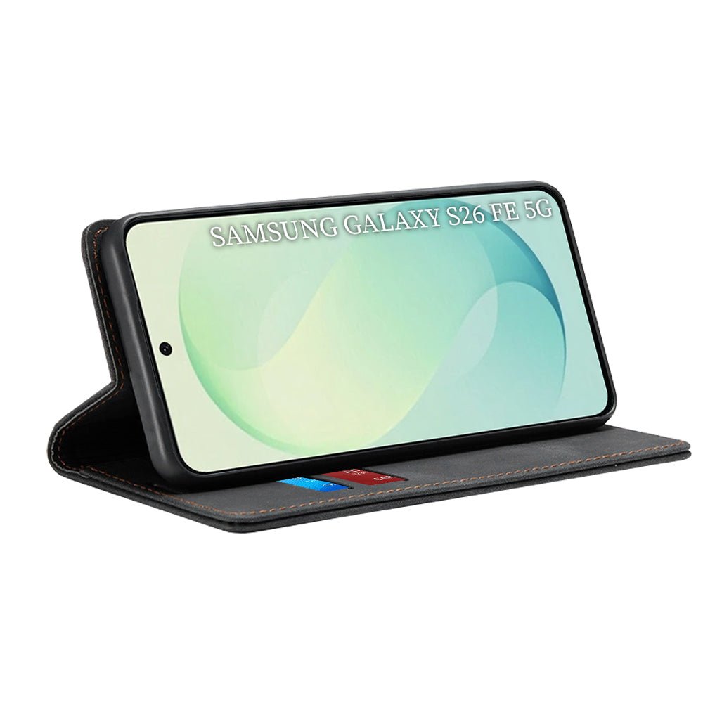 Techsuit Samsung Galaxy S26 FE / S25 FE - Θήκη Πορτοφόλι από Δερματίνη με Stand - Confy Cover - Black