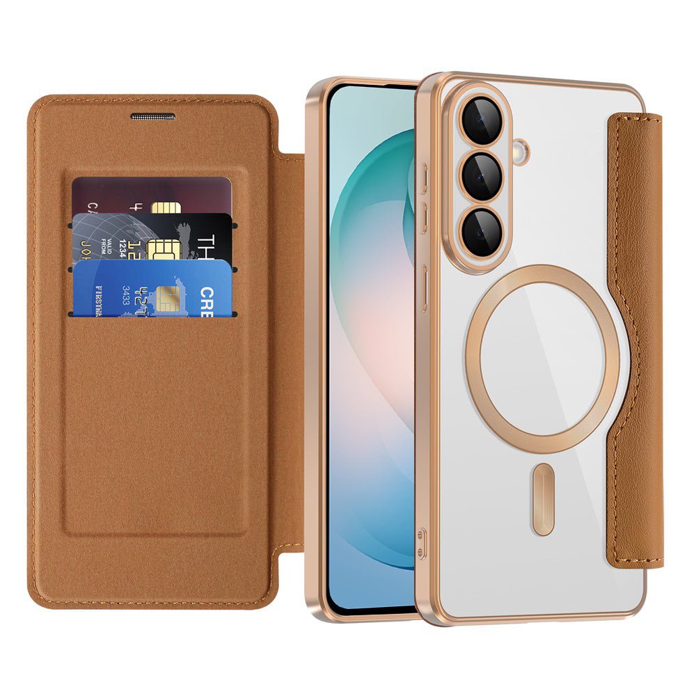 Techsuit Samsung Galaxy S26 Plus - Θήκη Βιβλίο με MagSafe με Υποδοχές Καρτών και RFID Προστασία - SmartMag Book Case - Brown