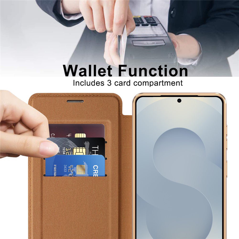 Techsuit Samsung Galaxy S26 Plus - Θήκη Βιβλίο με MagSafe με Υποδοχές Καρτών και RFID Προστασία - SmartMag Book Case - Brown
