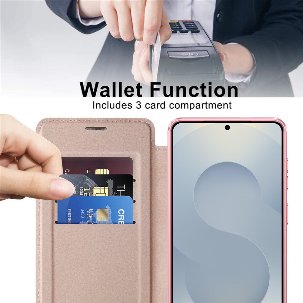 Techsuit Samsung Galaxy S26 Plus - Θήκη Βιβλίο με MagSafe με Υποδοχές Καρτών και RFID Προστασία - SmartMag Book Case - Pink