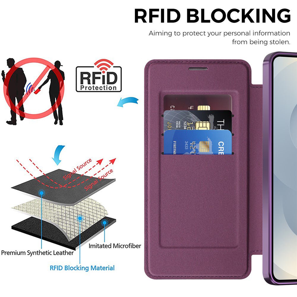 Techsuit Samsung Galaxy S26 Plus - Θήκη Βιβλίο με MagSafe με Υποδοχές Καρτών και RFID Προστασία - SmartMag Book Case - Purple
