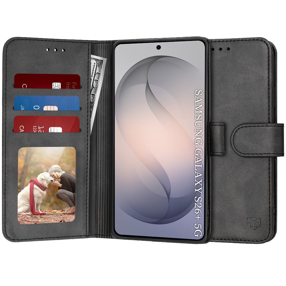 Techsuit Samsung Galaxy S26 Plus - Θήκη Πορτοφόλι από Δερματίνη με Stand - Diary Book - Black