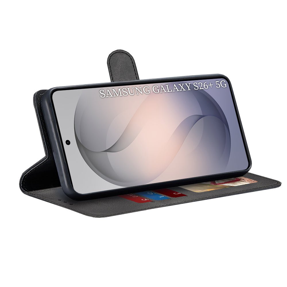 Techsuit Samsung Galaxy S26 Plus - Θήκη Πορτοφόλι από Δερματίνη με Stand - Diary Book - Black