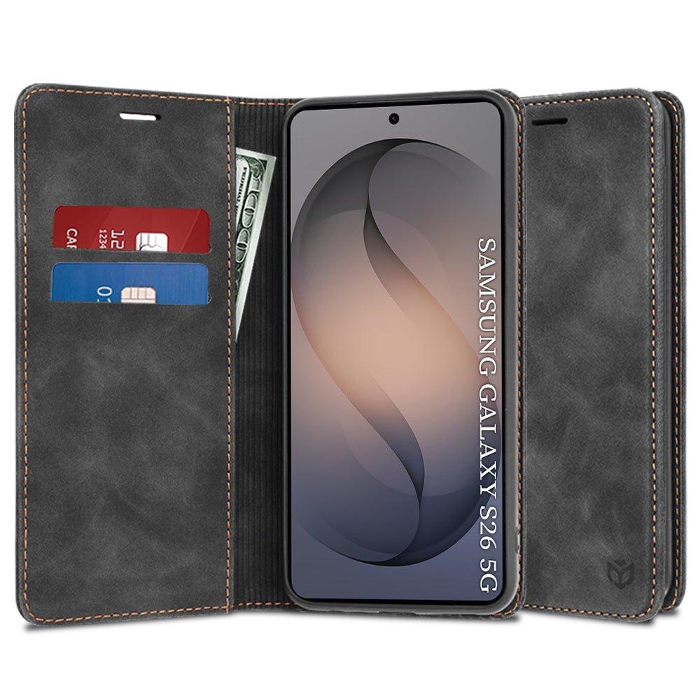 Techsuit Samsung Galaxy S26 - Θήκη Πορτοφόλι από Δερματίνη με Stand - Confy Cover - Black