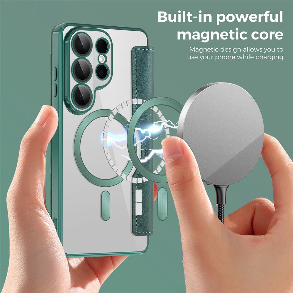 Techsuit Samsung Galaxy S26 Ultra - Θήκη Βιβλίο με MagSafe με Υποδοχές Καρτών και RFID Προστασία - SmartMag Book Case - Green
