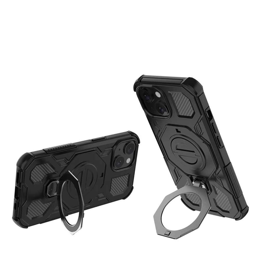 Techsuit Xiaomi Redmi 15 4G / 5G - Σκληρή Θήκη με Δαχτυλίδι Συγκράτησης - Carbon Shield Pro - Black