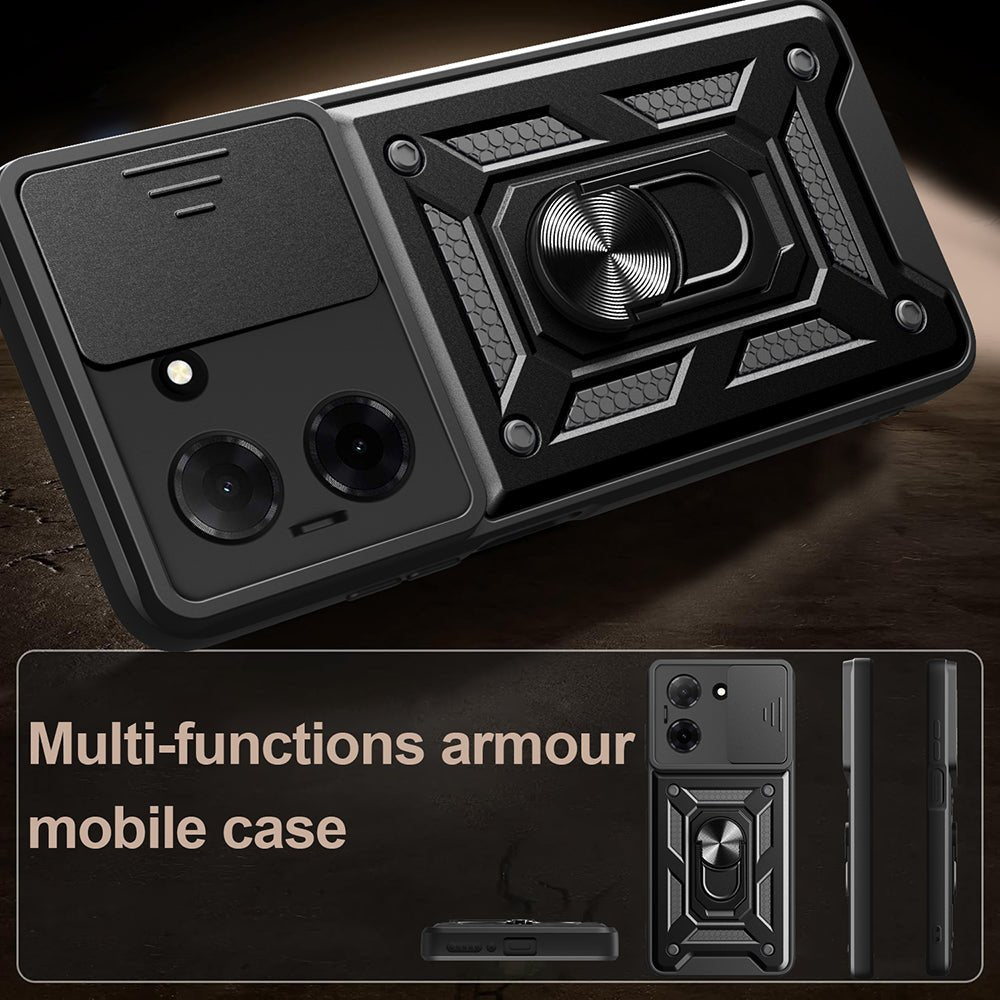 Techsuit Xiaomi Redmi Note 15 Pro 4G - Σκληρή Θήκη με Προστασία Καμερών και Δαχτυλίδι Συγκράτησης - CamShield - Black