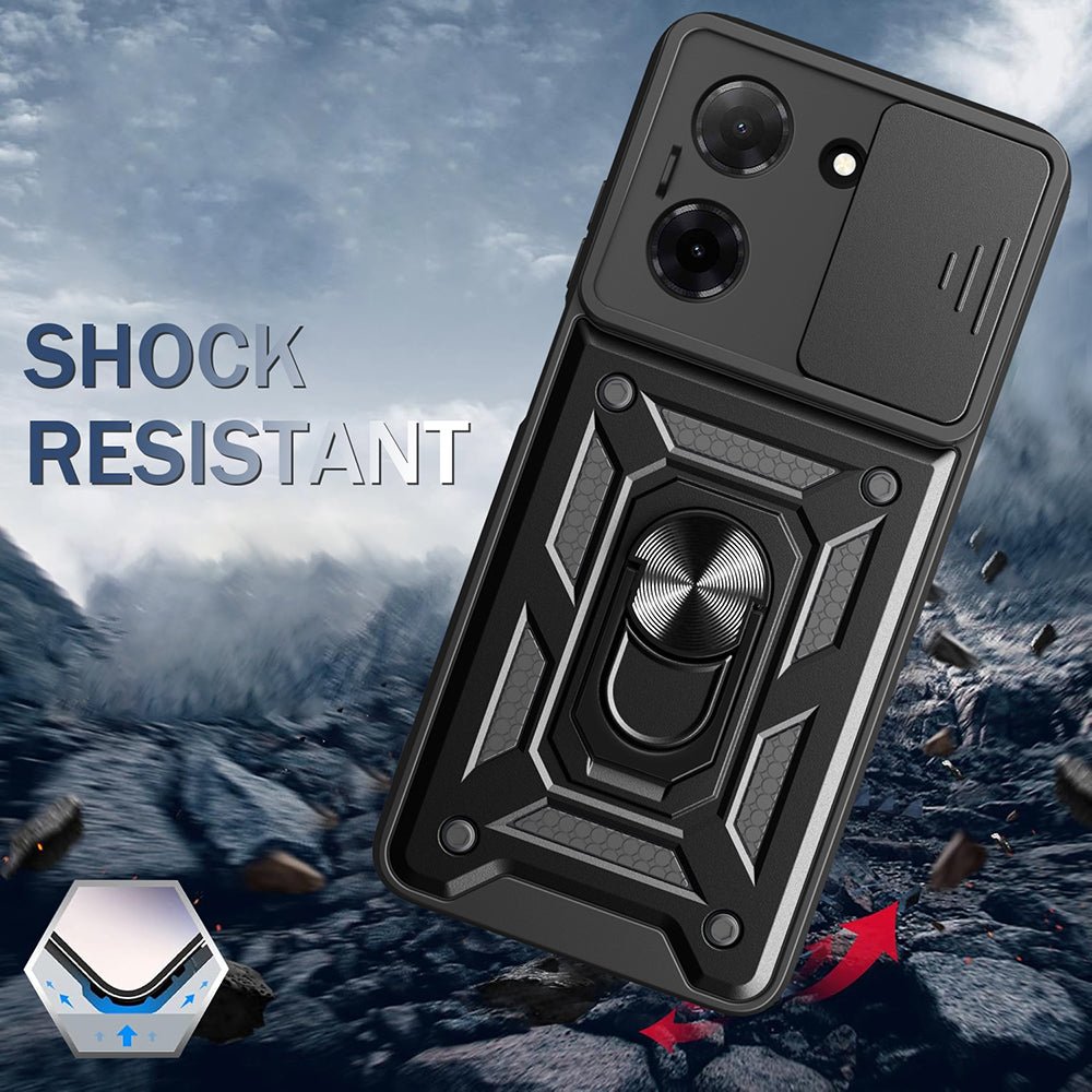Techsuit Xiaomi Redmi Note 15 Pro 4G - Σκληρή Θήκη με Προστασία Καμερών και Δαχτυλίδι Συγκράτησης - CamShield - Black