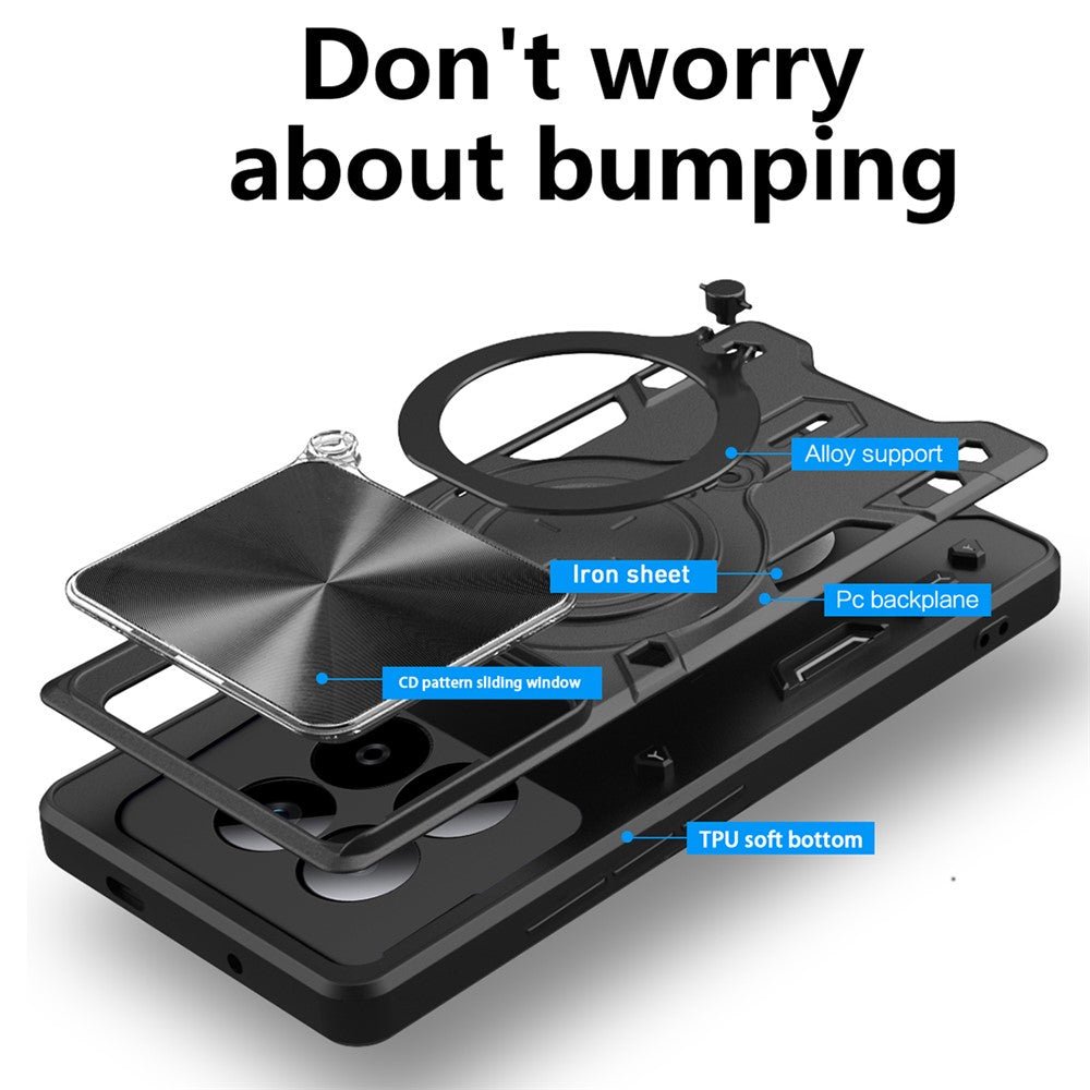 Techsuit Xiaomi Redmi Note 15 Pro Plus 5G / Poco M8 Pro 5G - Σκληρή Θήκη με Προστασία Καμερών και Δαχτυλίδι Συγκράτησης - CamGuard Pro - Black