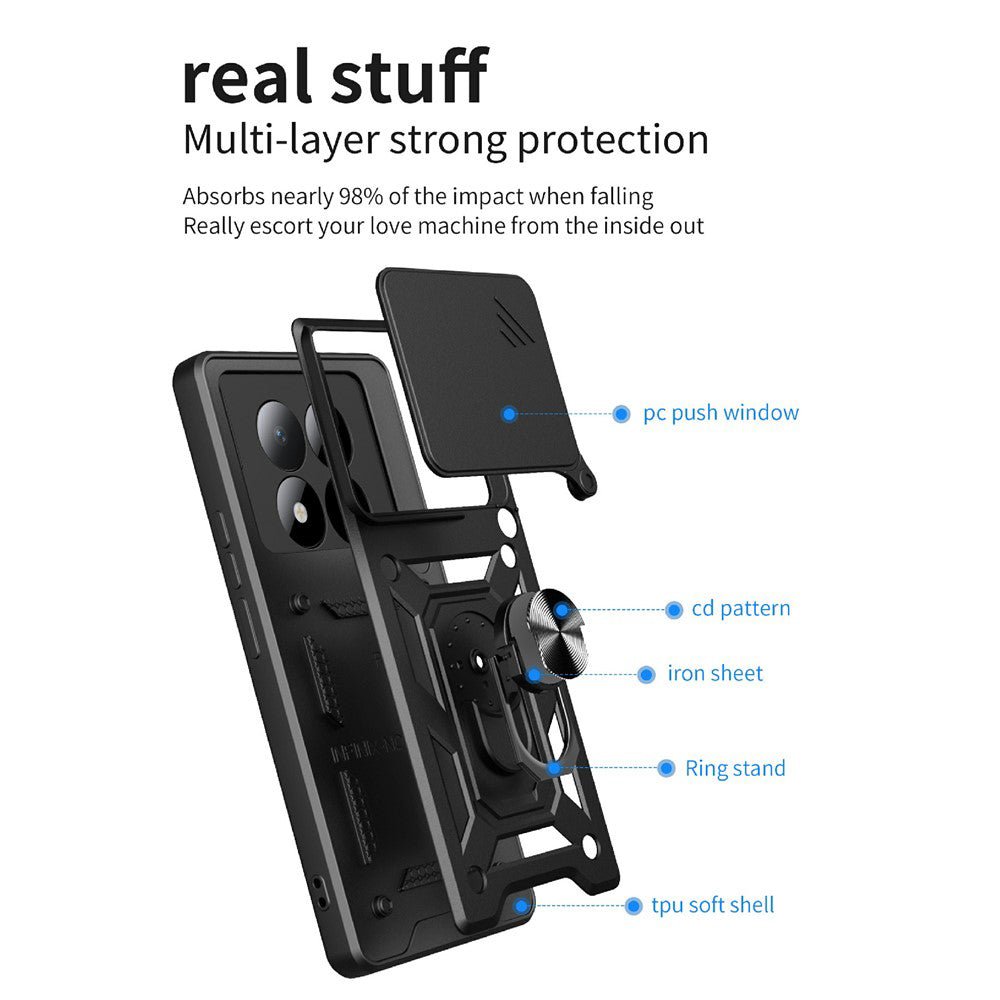 Techsuit Xiaomi Redmi Note 15 Pro Plus 5G / Poco M8 Pro 5G - Σκληρή Θήκη με Προστασία Καμερών και Δαχτυλίδι Συγκράτησης - CamShield - Black