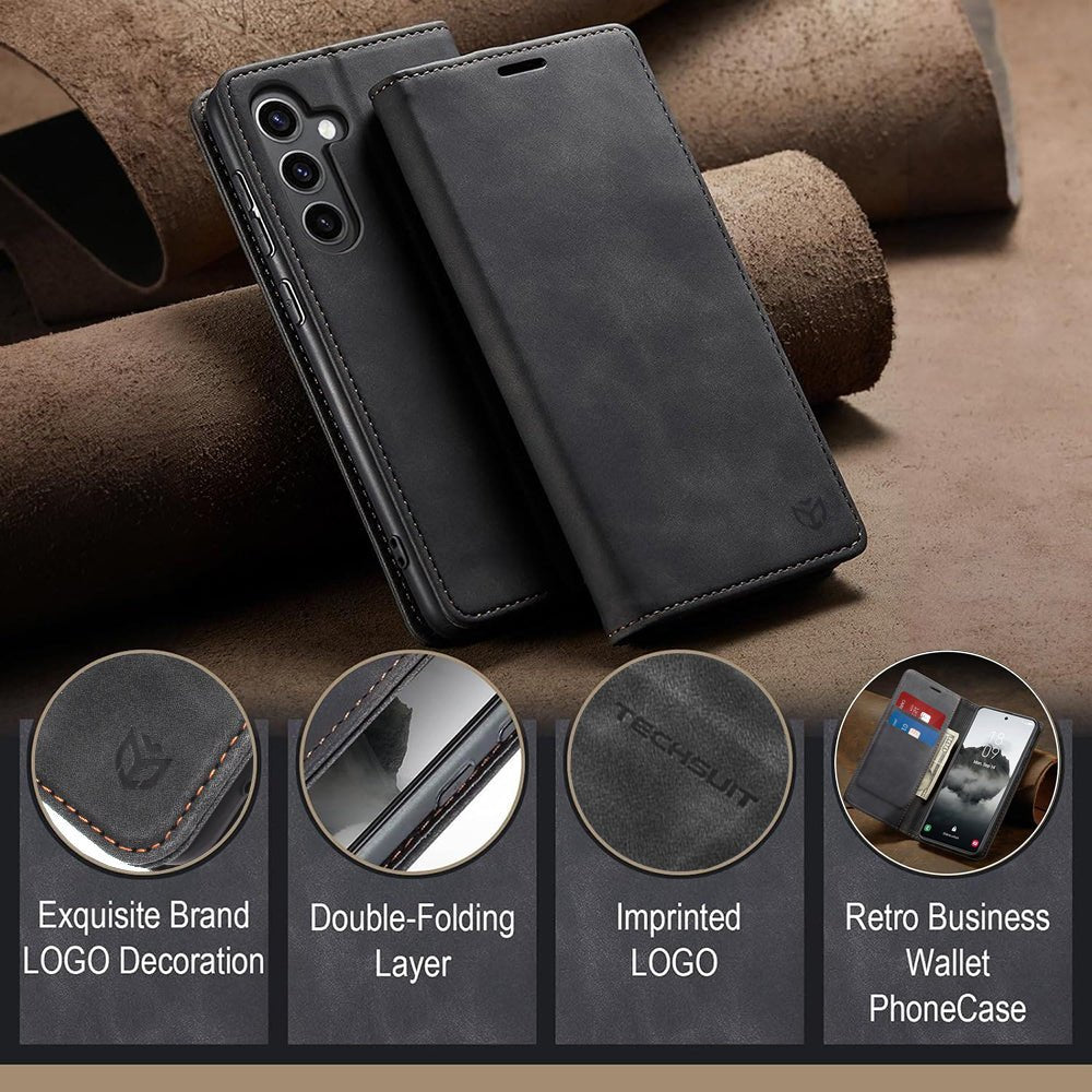 Techsuit Xiaomi Redmi Note 15 Pro Plus 5G / Poco M8 Pro 5G - Θήκη Πορτοφόλι από Δερματίνη με Stand - Confy Cover - Black