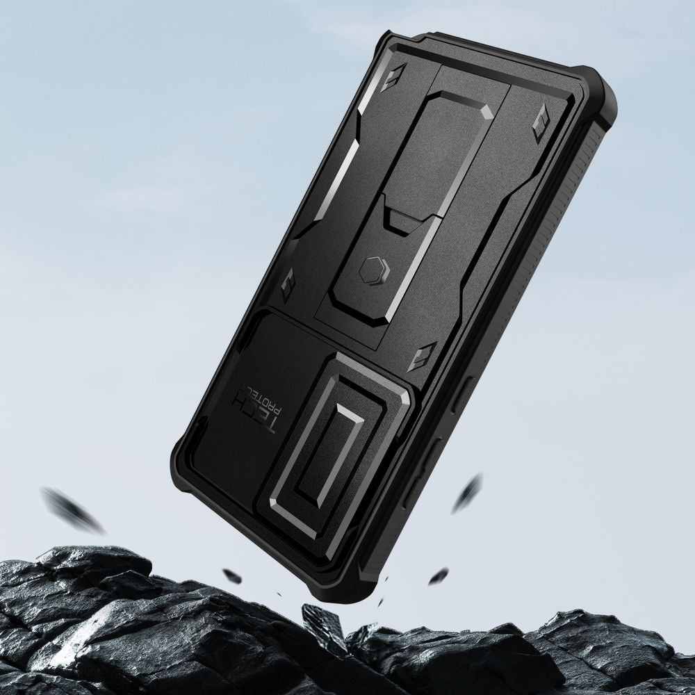 Tech - Protect Samsung Galaxy S25 Ultra - Kevlar Cam+ Θήκη 360 Full Body με Προστασία για την Οθόνη και την Κάμερα και Stand - Black