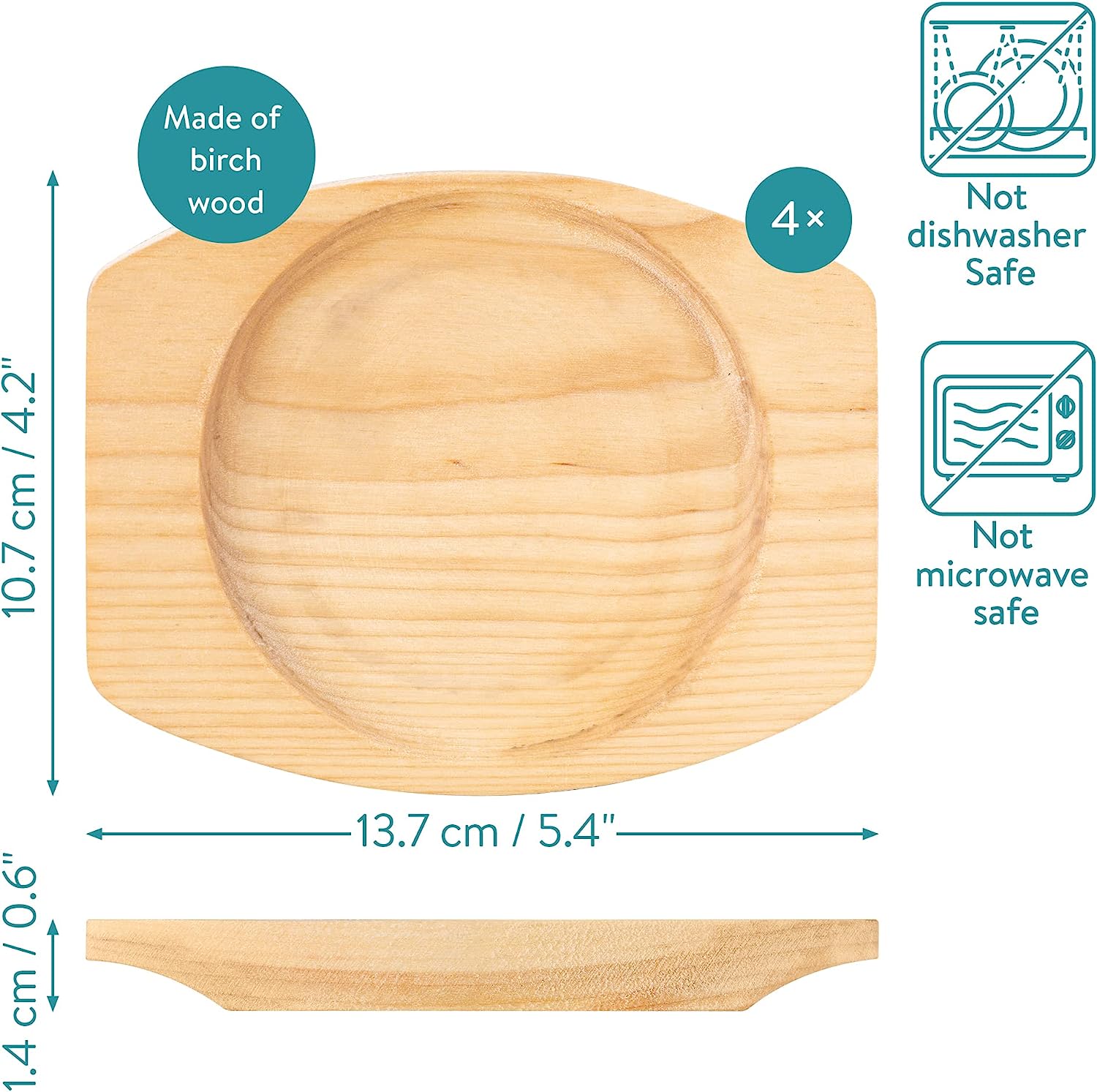 Navaris Σετ με 4 Μίνι Τηγάνια από Χυτοσίδηρο με Ξύλινες Βάσεις - 10.2 cm - Black - 60343.03