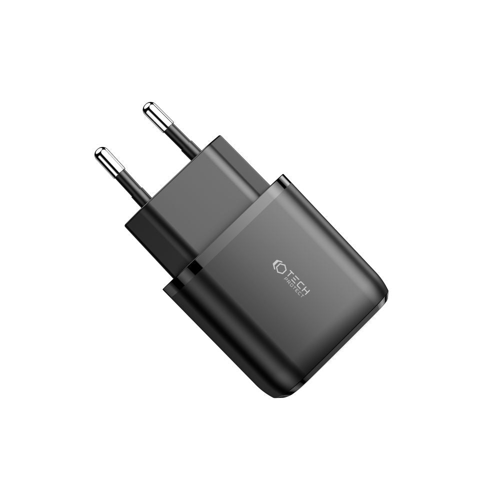 Tech - Protect C20W QC3.0 Οικιακός Φορτιστής Γρήγορης Φόρτισης με 2 Θύρες USB και Type C - Black