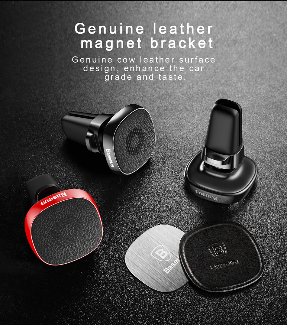 Baseus Privity Pro Air Vent Magnetic Car Mount Holder for Smartphones / iPhones - Μαγνητική Βάση Αυτοκινήτου Αεραγωγού με Δέρμα - Black - SUMQ - PR01
