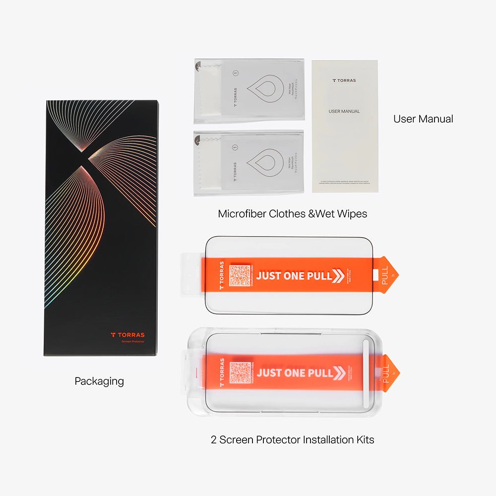 Torras iPhone 17 Pro - Full Screen Αντιχαρακτικό Γυαλί Οθόνης - GlassGo Install Master - Black