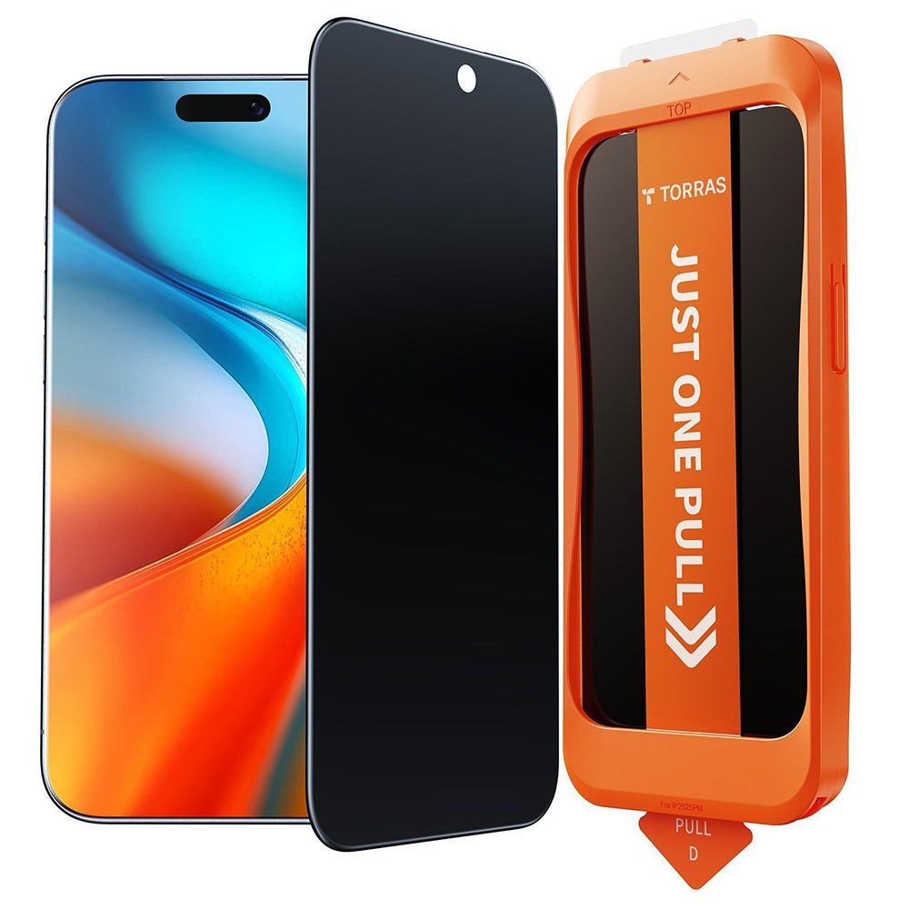 Torras iPhone 17 Pro - Full Screen Αντιχαρακτικό Γυαλί Οθόνης - GlassGo Install Master - Privacy