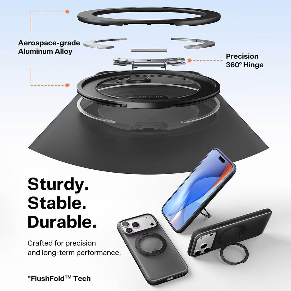 Torras iPhone 17 Pro - Σκληρή θήκη με Περιστρεφόμενο Stand / MagSafe - Ostand R Fitness Series - Black