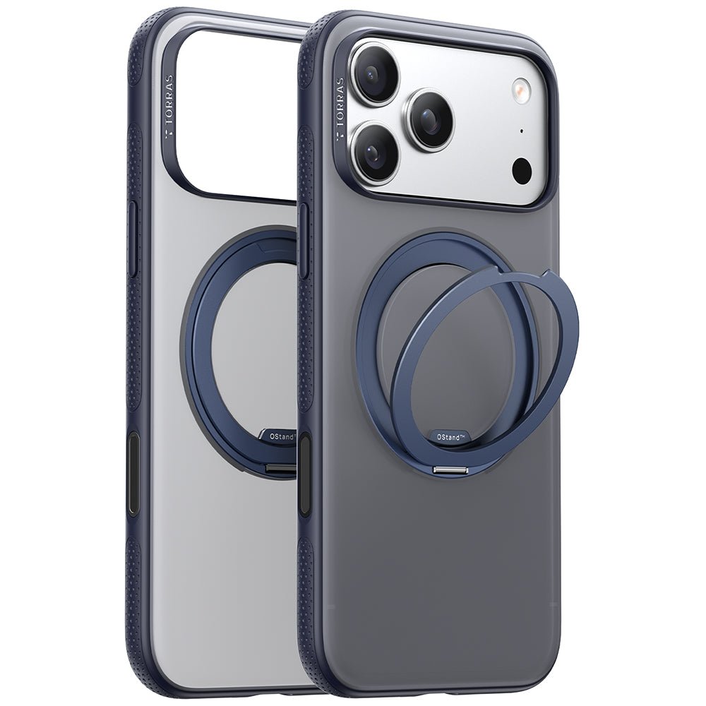 Torras iPhone 17 Pro - Σκληρή θήκη με Περιστρεφόμενο Stand / MagSafe - Ostand R Fitness Series - Navy Blue