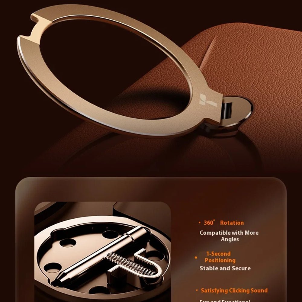 Torras iPhone 17 Pro - Σκληρή θήκη με Περιστρεφόμενο Stand / MagSafe - QPRO Leather Series - Orange