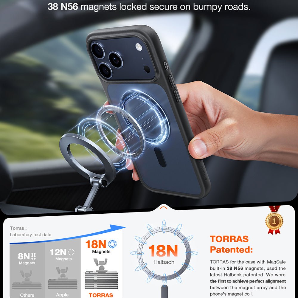 Torras iPhone 17 Pro - Σκληρή Θήκη με Πλαίσιο Σιλικόνης και MagSafe - Guardian Magnetic Series - Black