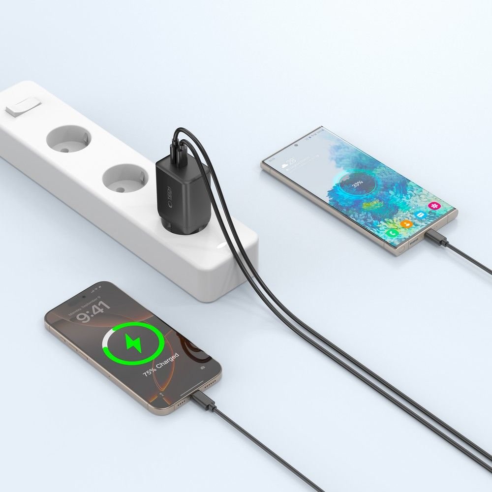 Tech - Protect NC45W Οικιακός Φορτιστής Γρήγορης Φόρτισης με 2 Θύρες Type - C - Black