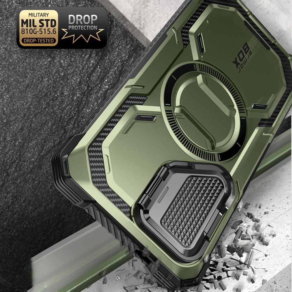 Supcase Samsung Galaxy S24 Ultra Armorbox Magsafe Σκληρή Θήκη με Προστασία Οθόνης και Κάλυμμα Κάμερας / Stand - Green