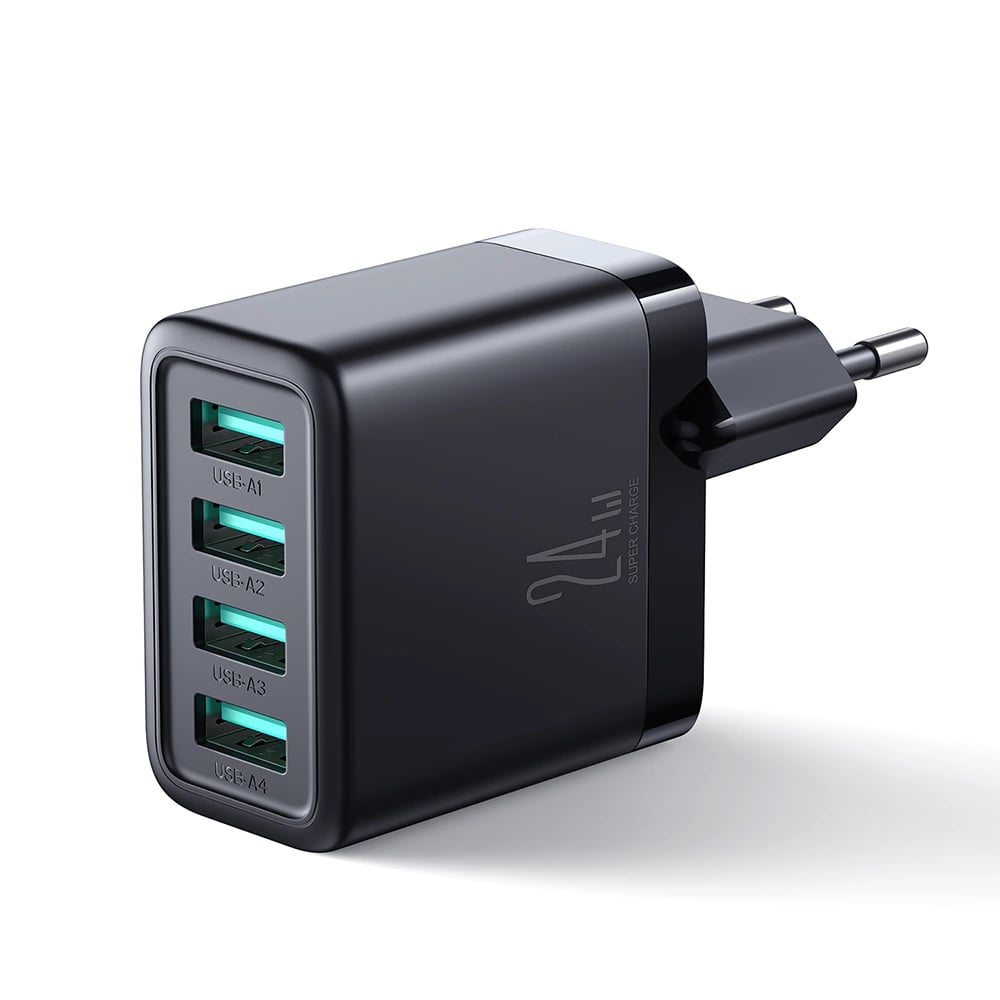 JOYROOM Οικιακός Φορτιστής με 4 Θύρες USB 24W 4.8A - Black - JR - TCN03