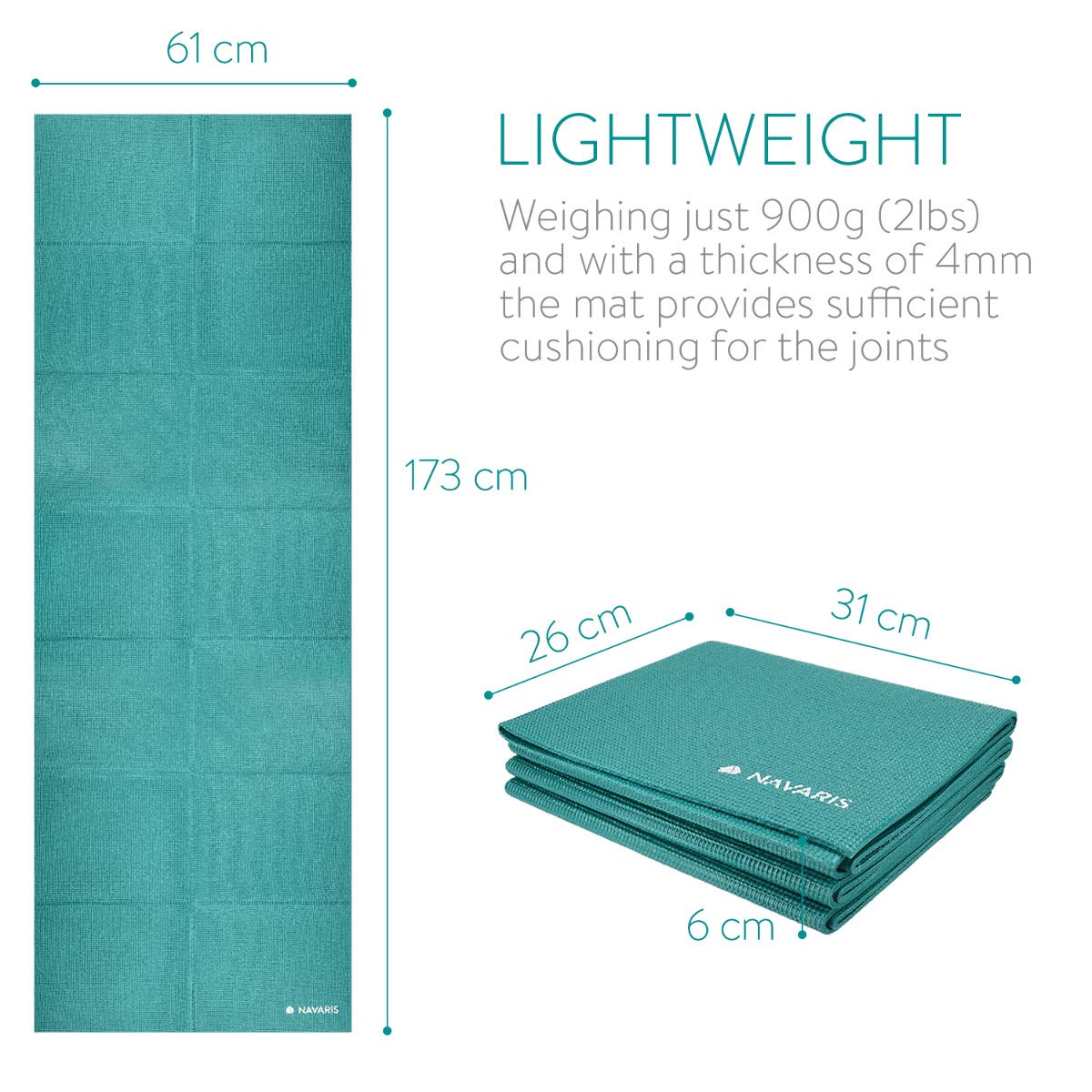 Navaris Workout Mat Στρώμα Γυμναστικής για Γυμναστική / Yoga / Pilates - 4mm Πάχος - Mint - 45983.78