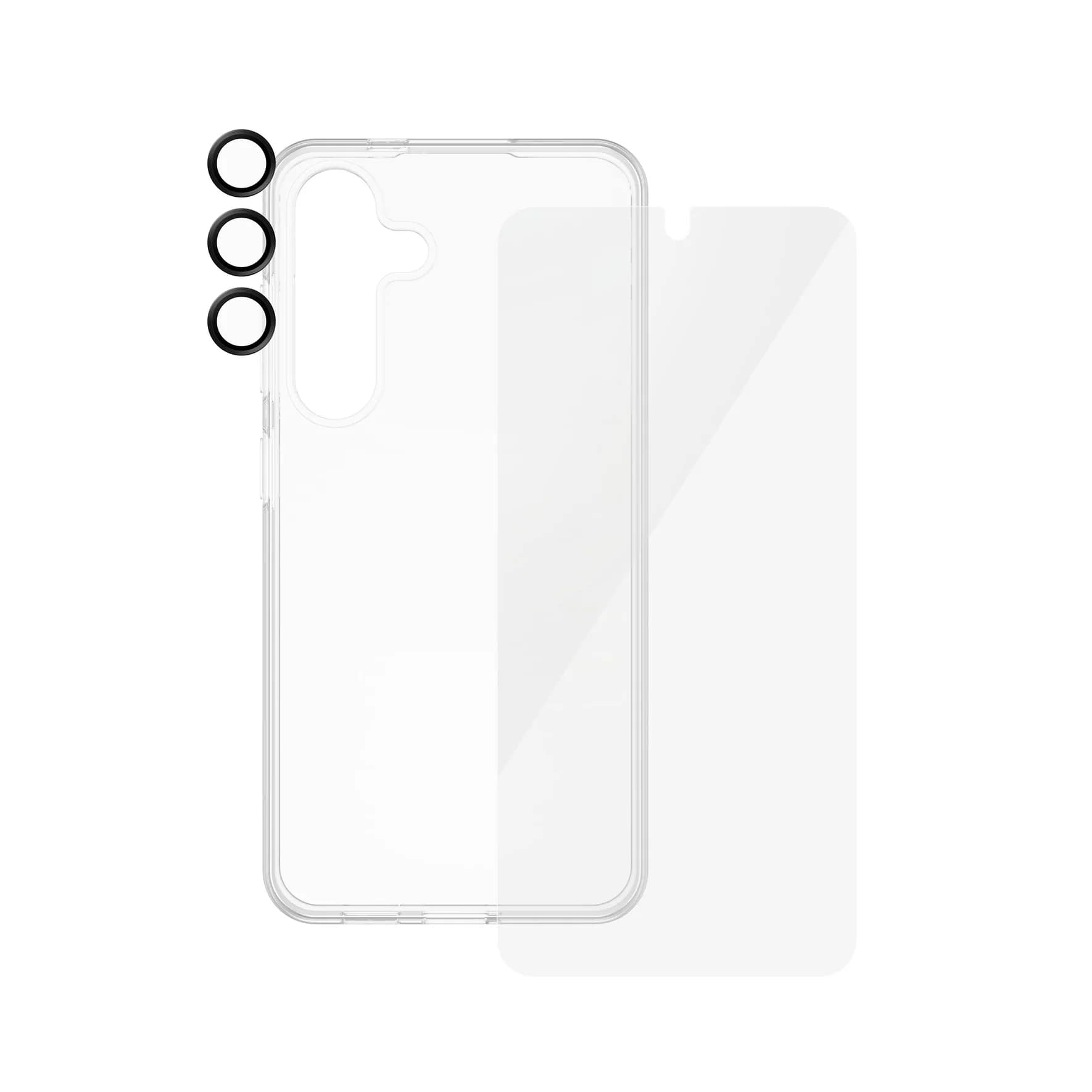 Safe by PanzerGlass Samsung Galaxy S24 - 3 - in - 1 Bundle Set - Σετ με 1 Αντιχαρακτικό Γυαλί Οθόνης, 1 Αντιχαρακτικό Γυαλί για την Κάμερα και 1 Θήκη Σιλικόνης - Clear