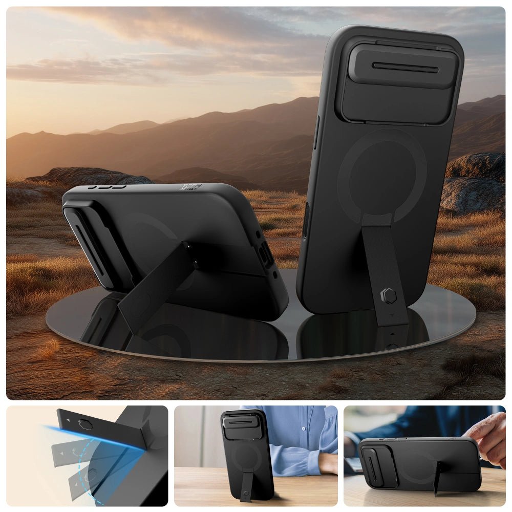 Tech - Protect iPhone Air - Kevlar Aura MagSafe - Σκληρή Θήκη με Ανοιγόμενο Κάλυμμα Κάμερας και Stand - Black