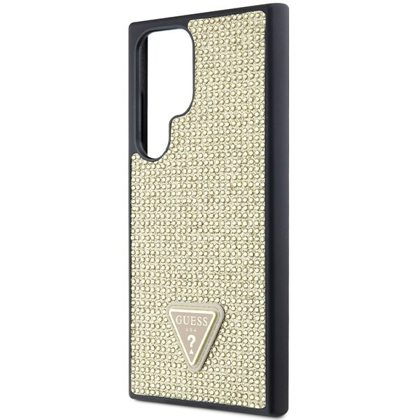Guess Samsung Galaxy S24 Ultra - Rhinestone Triangle - Σκληρή Θήκη με Πλαίσιο Σιλικόνης - Gold - GUHCS24LHDGPPD