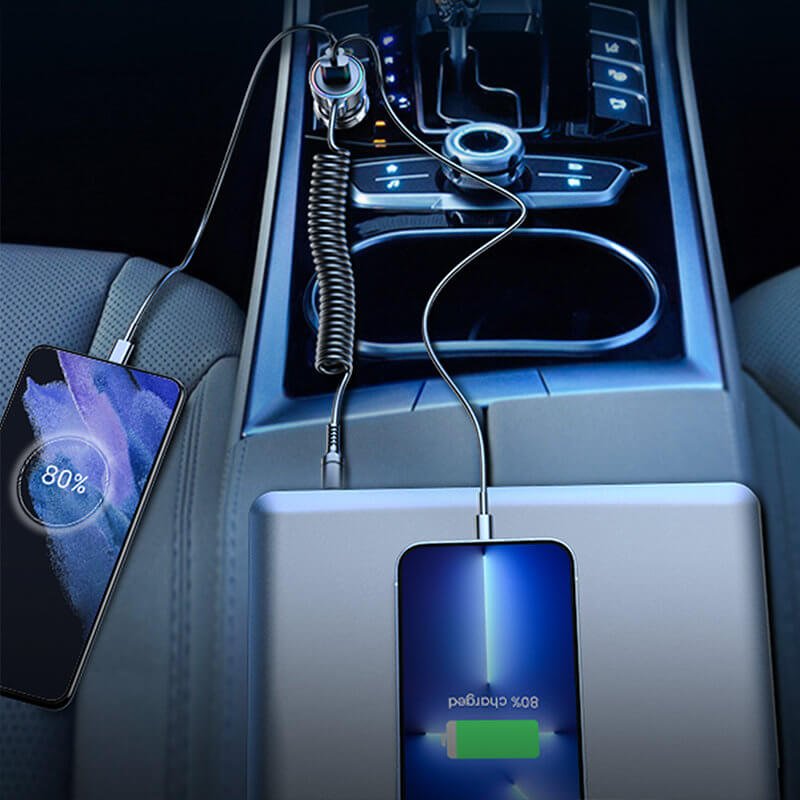 Joyroom JR - CL07 3in1 Fast Car Charger Φορτιστής Αυτοκινήτου με Καλώδιο Type C 1.5m 55W - Black