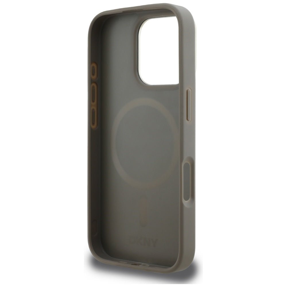 DKNY iPhone 16 Pro Max - Checkered Pattern - MagSafe Σκληρή Θήκη με Επένδυση Συνθετικού Δέρματος - Beige