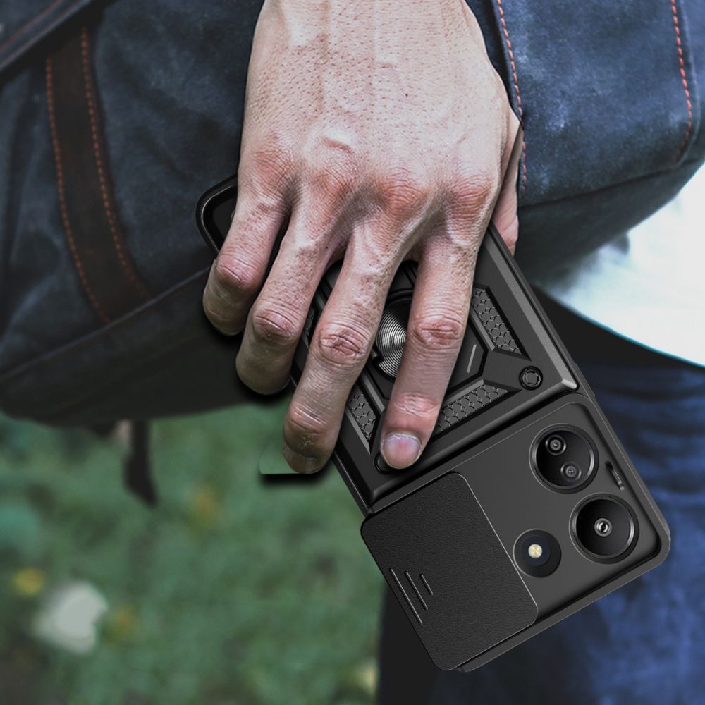 Tech - Protect Xiaomi Redmi 13C / Poco C65 Camshield Pro Σκληρή Θήκη με Πλαίσιο Σιλικόνης και Δαχτυλίδι Συγκράτησης - Black