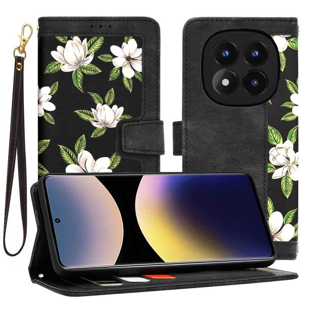 Techsuit Xiaomi Redmi Note 14 Pro+ 5G - FlipCraft - Θήκη Πορτοφόλι από Δερματίνη - Flowers of the Dawn