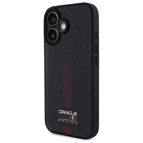 Red Bull iPhone 16 - Carbon Fiber Power Bar - MagSafe Σκληρή Θήκη με Πλαίσιο Σιλικόνης - Black - RBHMP16S24CFGSMK
