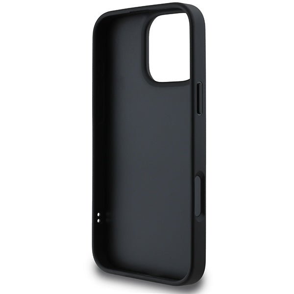 DKNY iPhone 16 Pro Max - Quilted Stack Logo Σκληρή Θήκη με Επένδυση Συνθετικού Δέρματος - Black