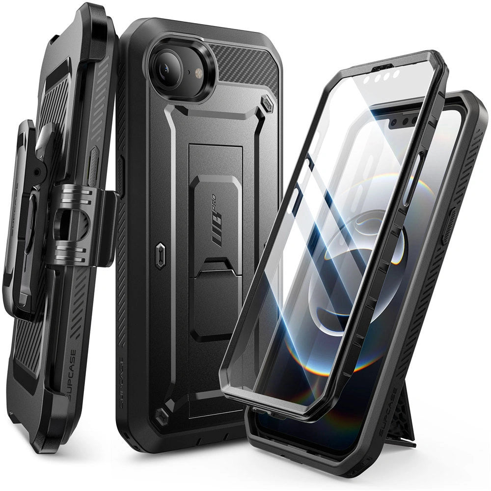Supcase iPhone 16e Unicorn Beetle Pro Σκληρή Θήκη με Προστασία Οθόνης και Stand - Black