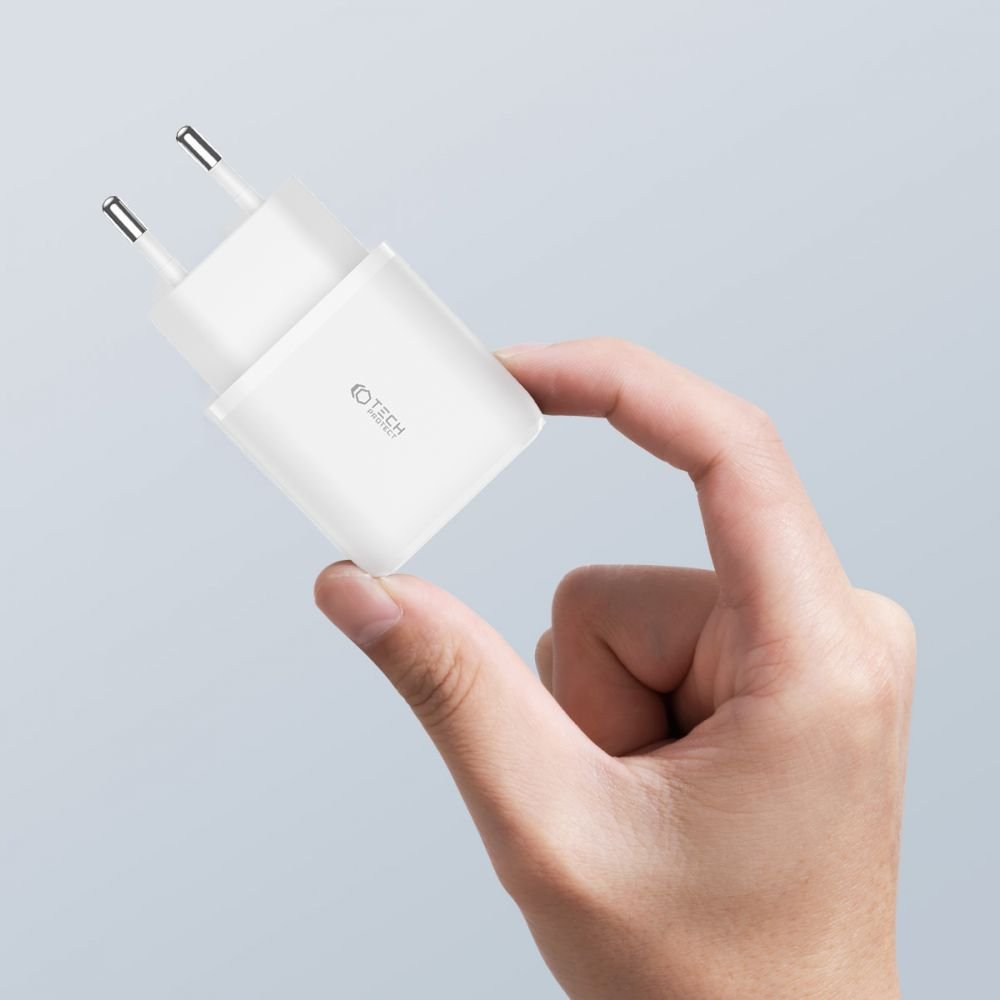 Tech - Protect C20W QC3.0 Οικιακός Φορτιστής Γρήγορης Φόρτισης με 2 Θύρες USB και Type C - White