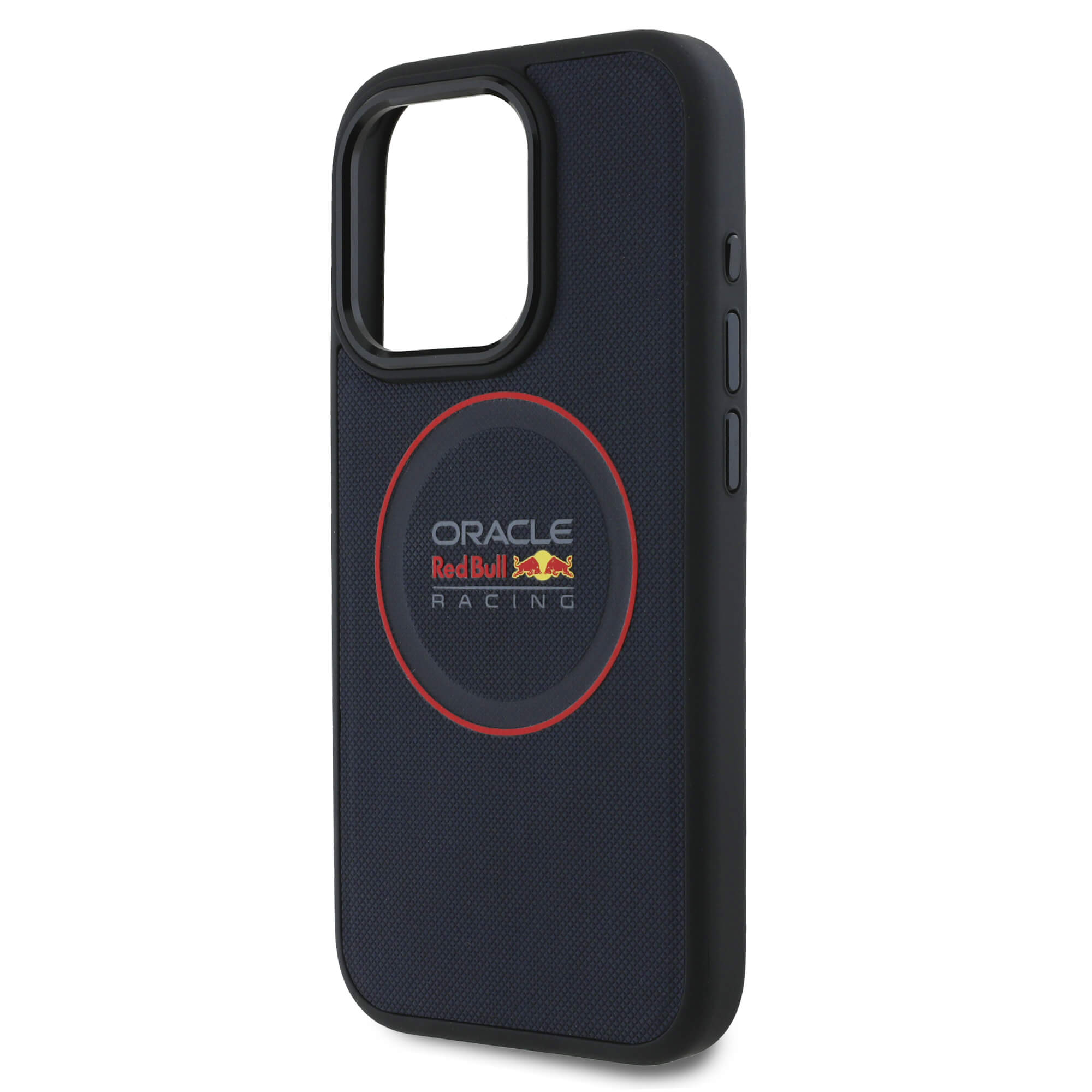 Red Bull iPhone 15 Pro Max - Leather Red Ring - MagSafe Σκληρή Θήκη με Επένδυση Συνθετικού Δέρματος και Πλαίσιο Σιλικόνης - Navy - RBHMP15X24PUILVR