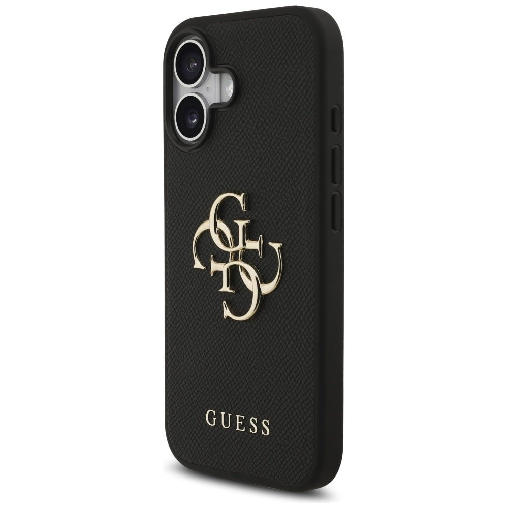 Guess iPhone 17 - Grained Big 4G and Classic Logo - Σκληρή Θήκη με Επένδυση από Οικολογικό Δέρμα - Black - GUHCP17SPGT4MBK